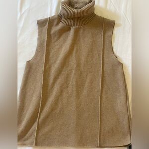 Cozy Zara Tan Turtleneck Sleeveless Sweater Size Small